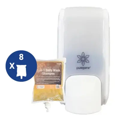 Puregiene® Bodywash/Shampoo Dispenser & 8 Refills Kit