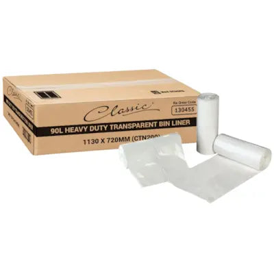 Classic® Heavy Duty Bin Liner Clear 90L Carton 200
