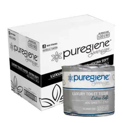 Puregiene Toilet Tissue Sovereign 2 Ply 400 Sheet Carton 48