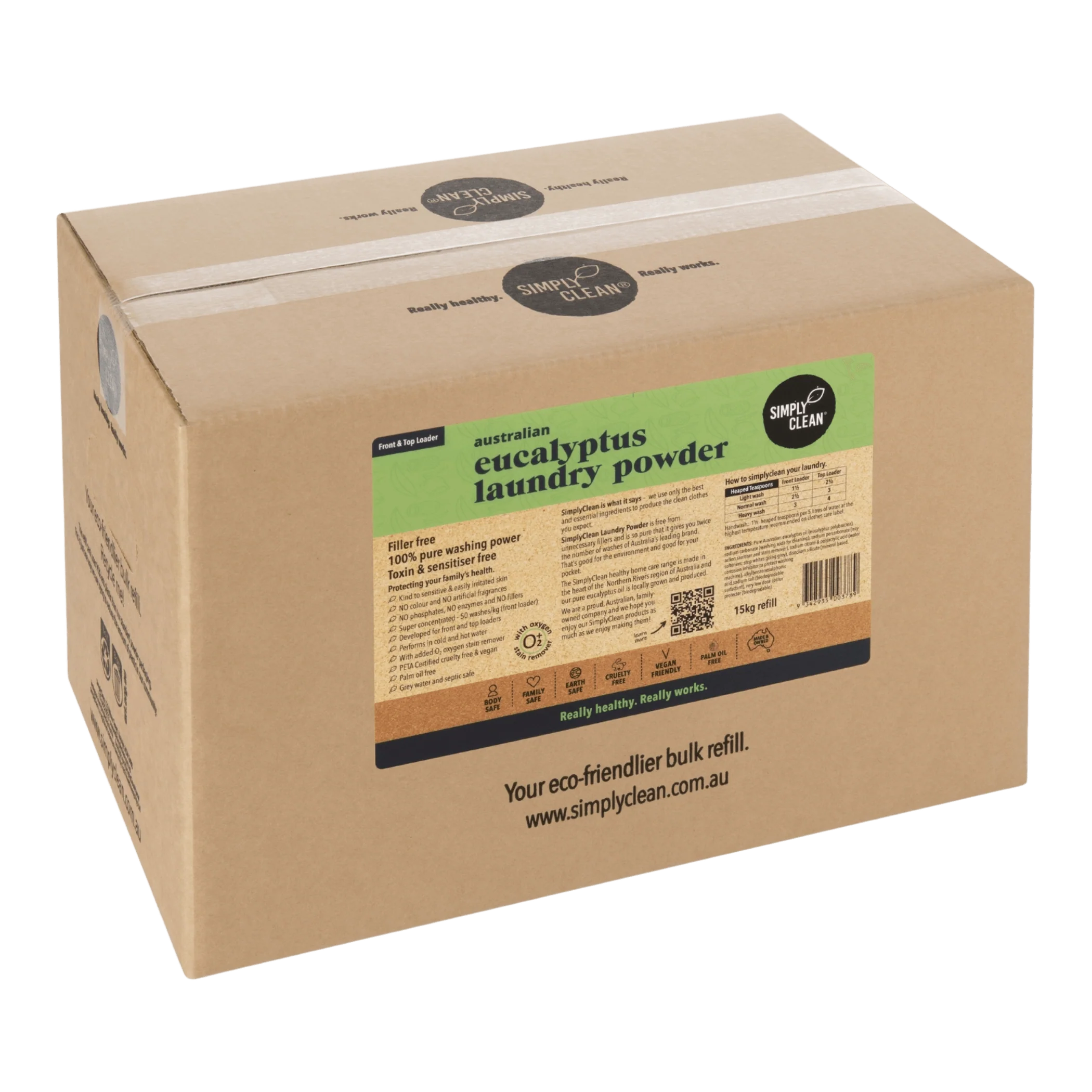 SimplyClean Eucalyptus Laundry POWDER - 1kg, 1.75kg, 4kg or 15kg