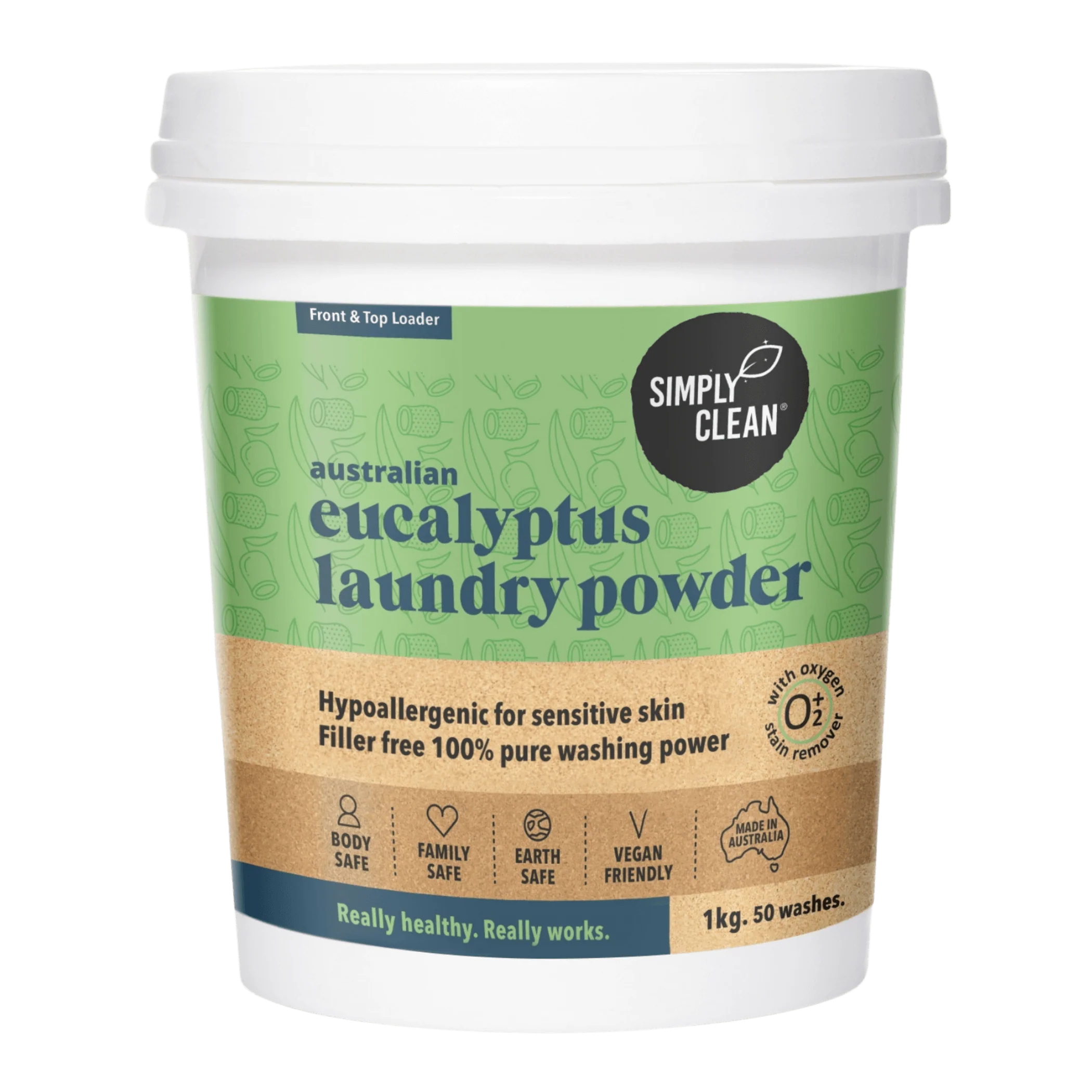 SimplyClean Eucalyptus Laundry POWDER - 1kg, 1.75kg, 4kg or 15kg