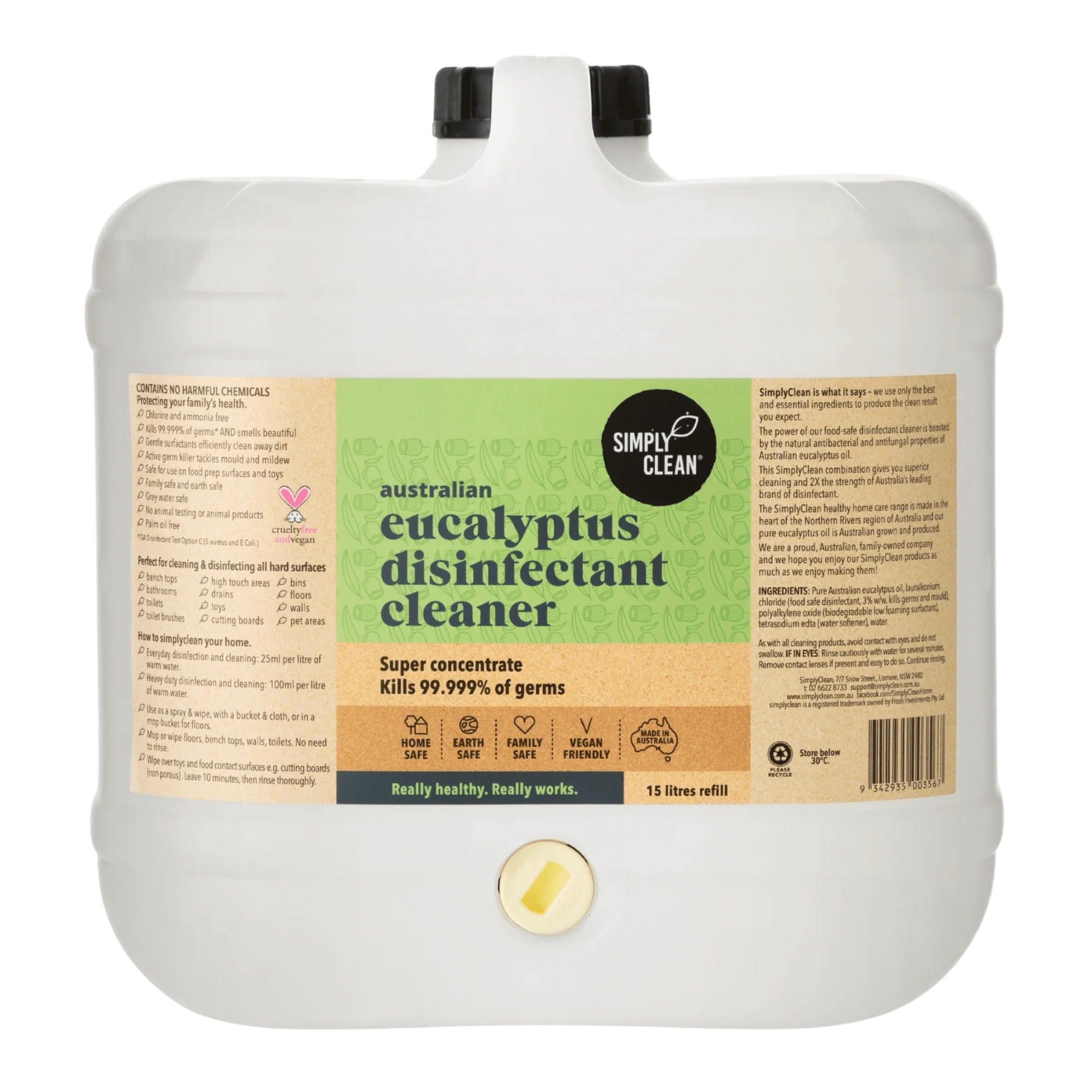 SimplyClean Eucalyptus Disinfectant Cleaner - 1L, 5L or 15L