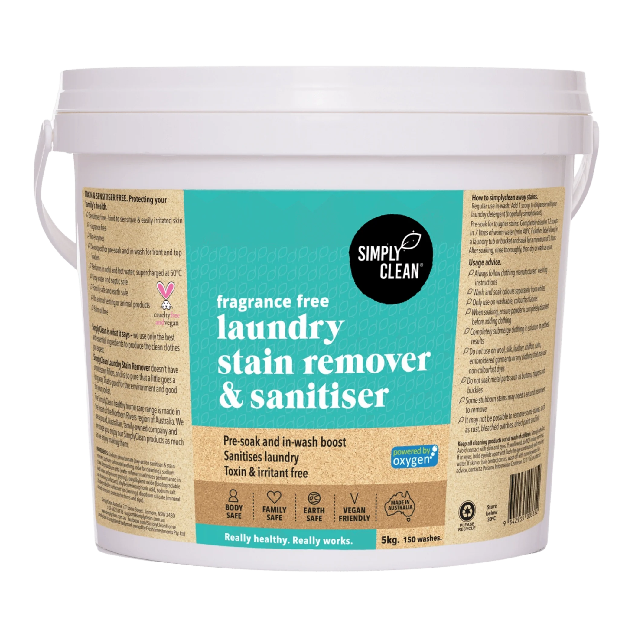 SimplyClean Fragrance Free Laundry Stain Remover - 1L, 5L or 15L