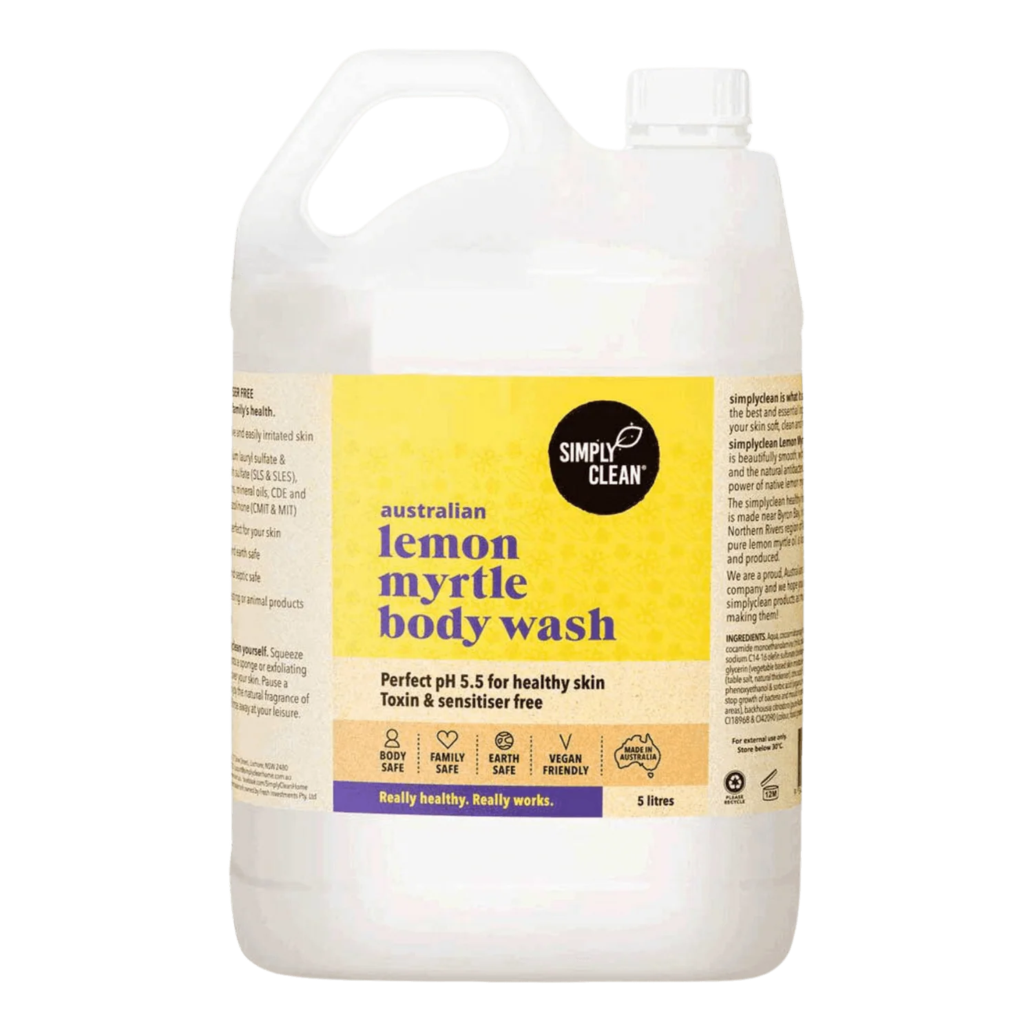 SimplyClean Lemon Myrtle Body Wash - 500ml, 1L, 5L or 15L