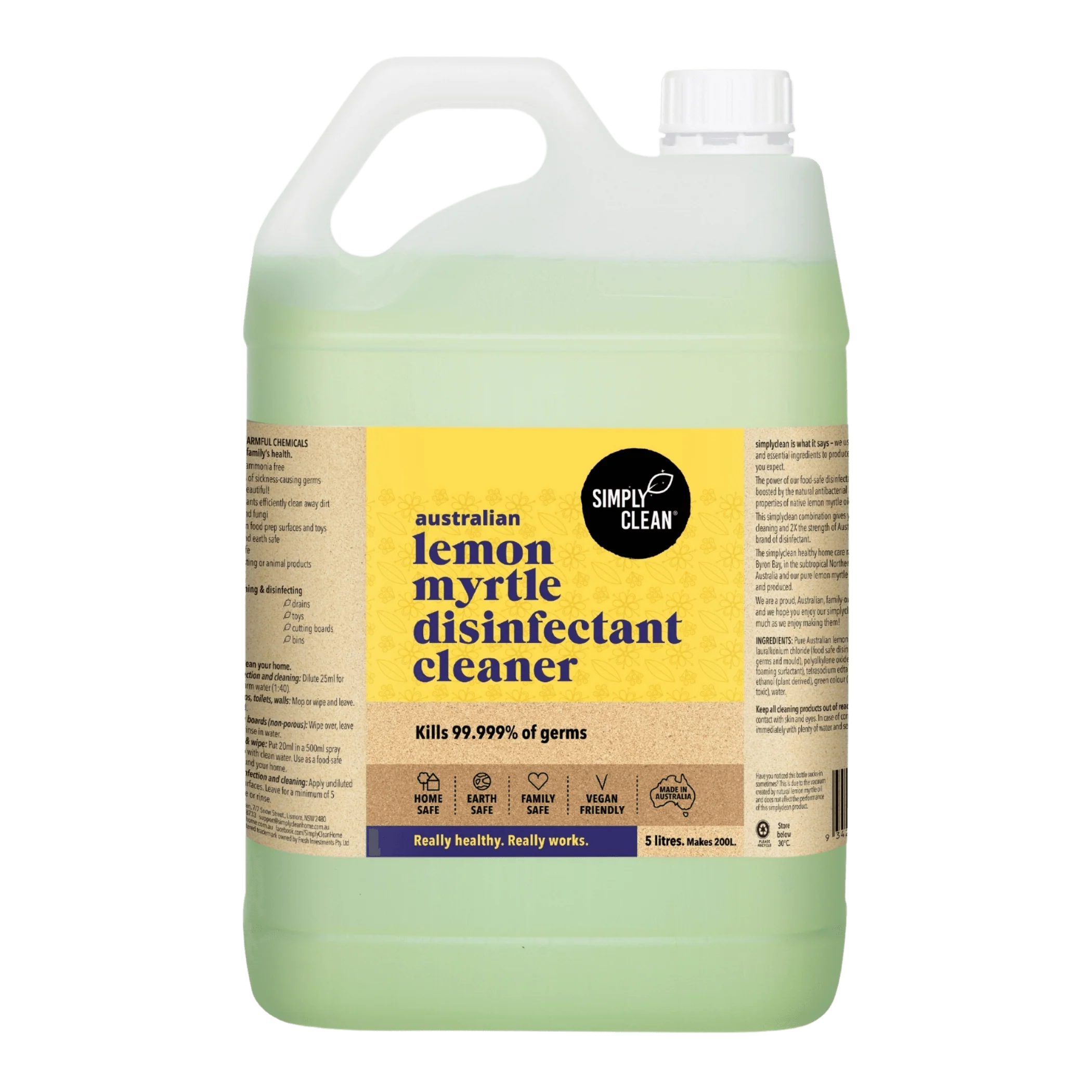 SimplyClean Lemon Myrtle Disinfectant Cleaner - 1L, 5L or 15L