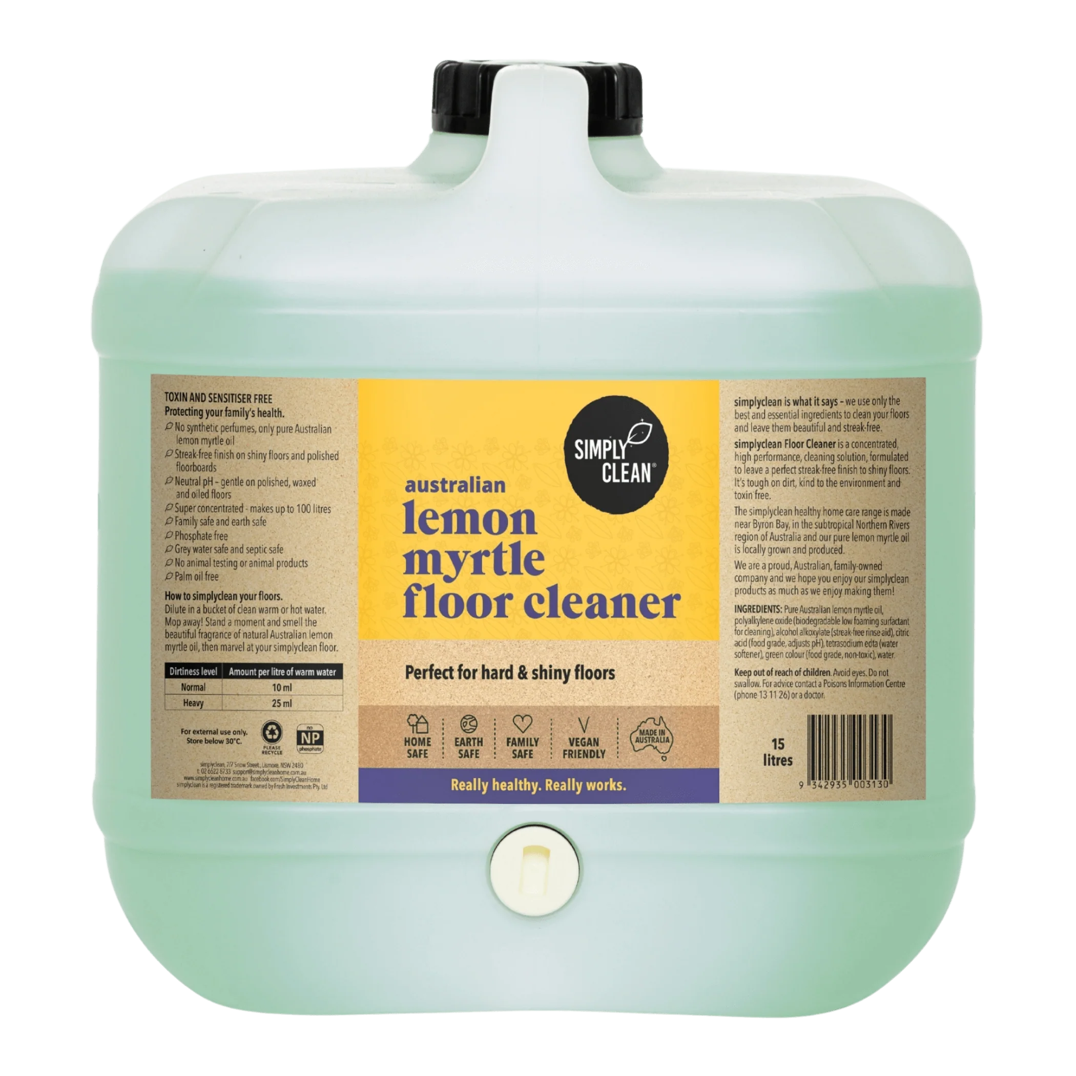 SimplyClean Lemon Myrtle Floor Cleaner - 1L, 5L or 15L