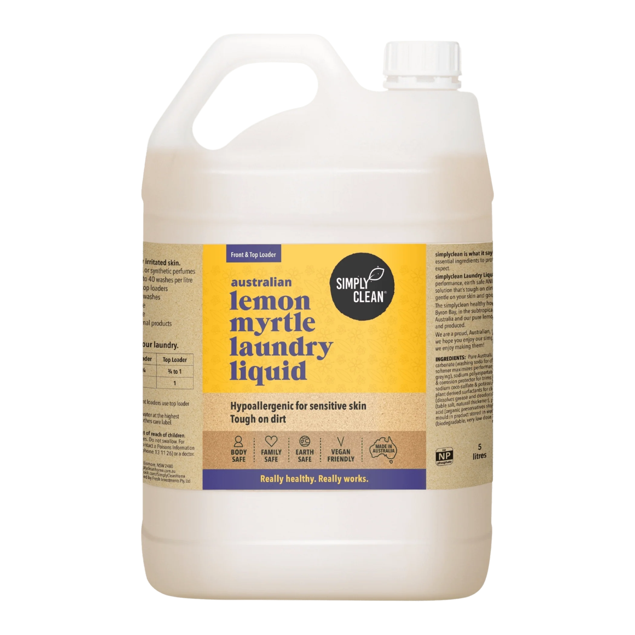 SimplyClean Lemon Myrtle Laundry LIQUID - 1L, 5L or 15L