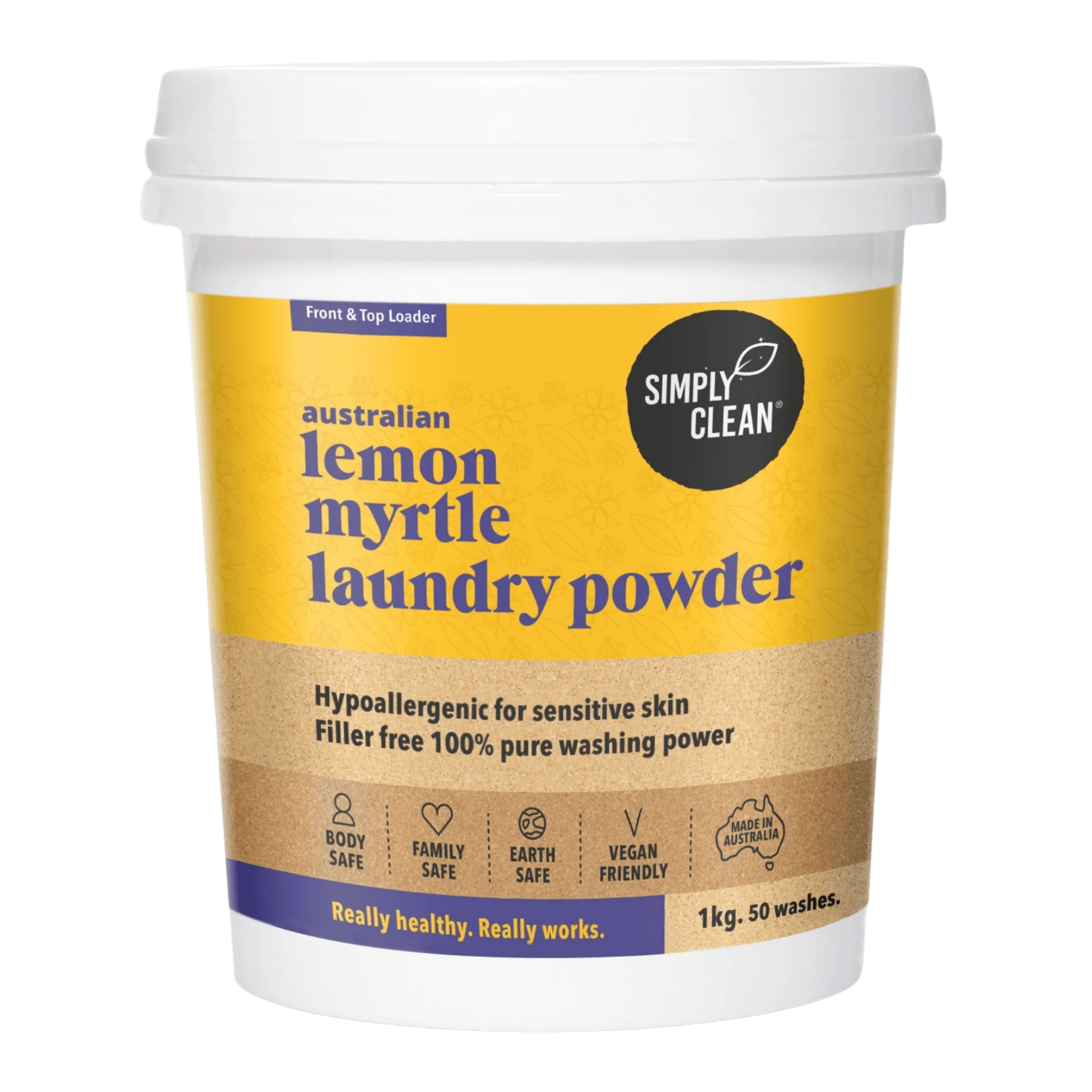 SimplyClean Lemon Myrtle Laundry POWDER - 1kg, 1.75kg, 4kg or 15kg