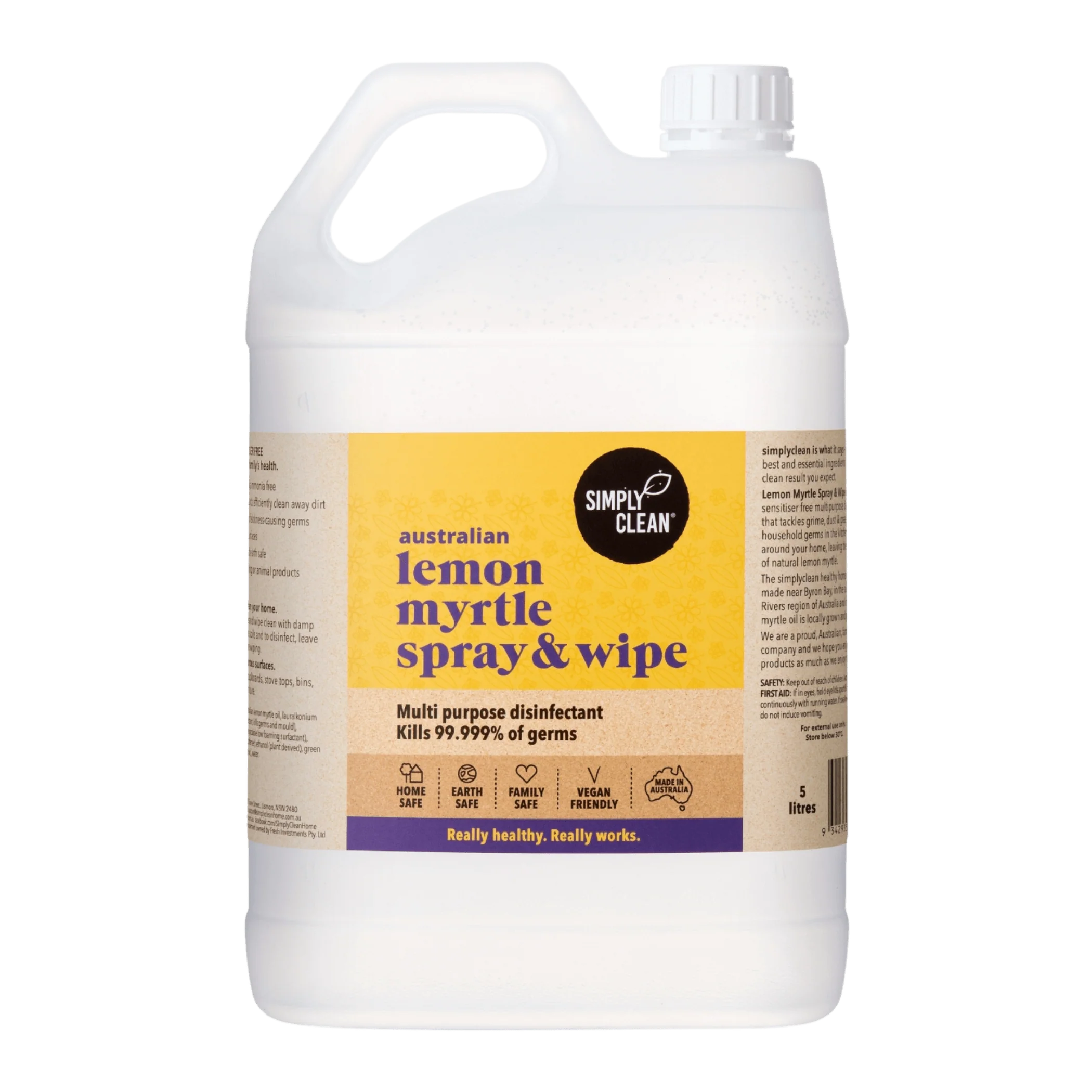 SimplyClean Lemon Myrtle Spray & Wipe - 500ml, 5L or 15L