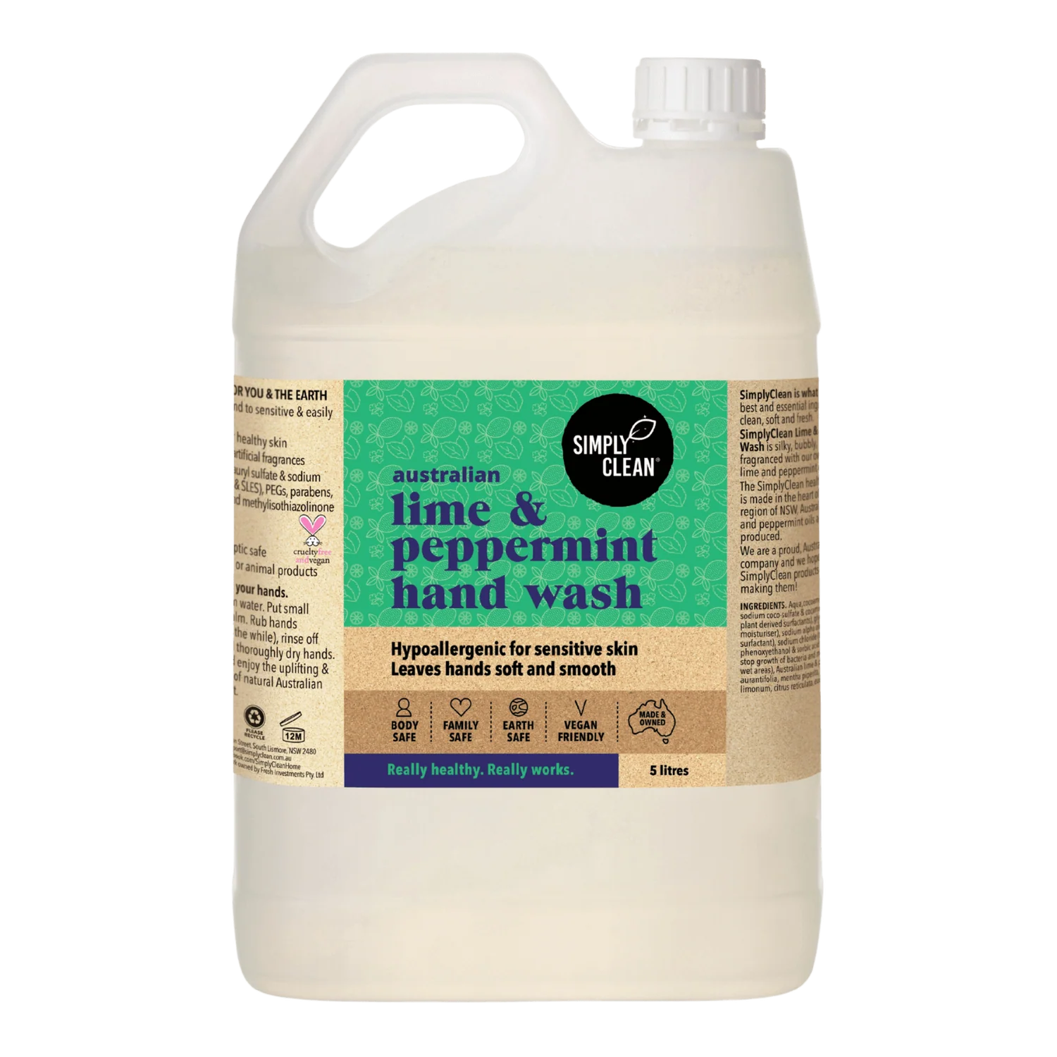 SimplyClean Lime & Peppermint Hand Wash - 500ml, 1L, 5L or 15L