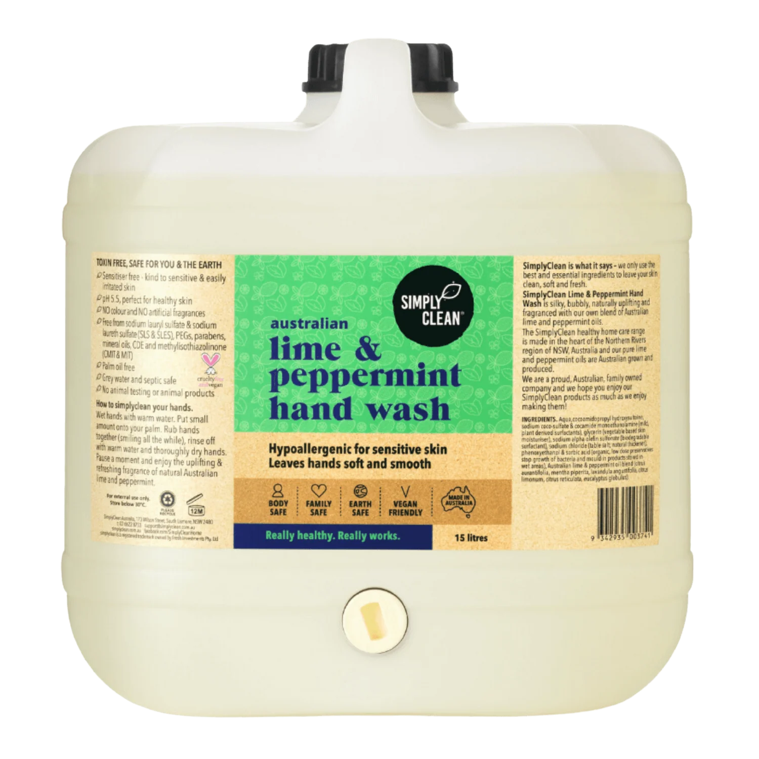 SimplyClean Lime & Peppermint Hand Wash - 500ml, 1L, 5L or 15L