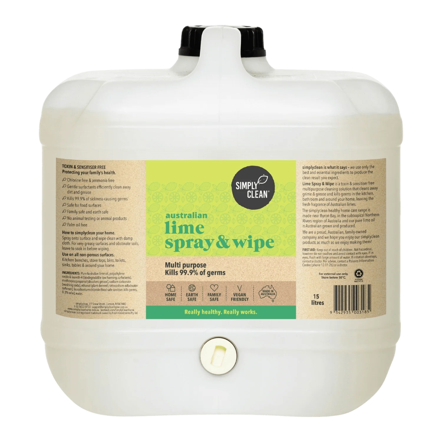 SimplyClean Lime Spray & Wipe - 500ml, 5L or 15L