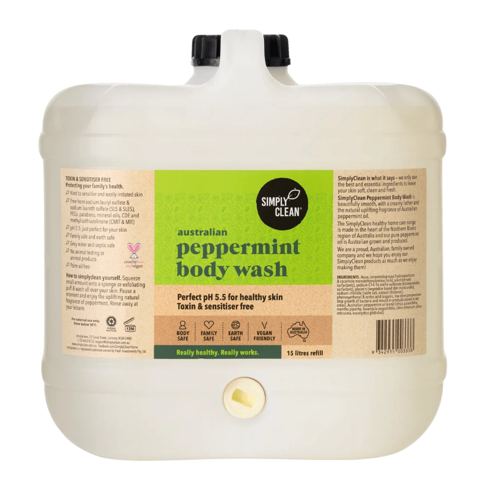 SimplyClean Peppermint Body Wash - 500ml, 1L, 5L or 15L