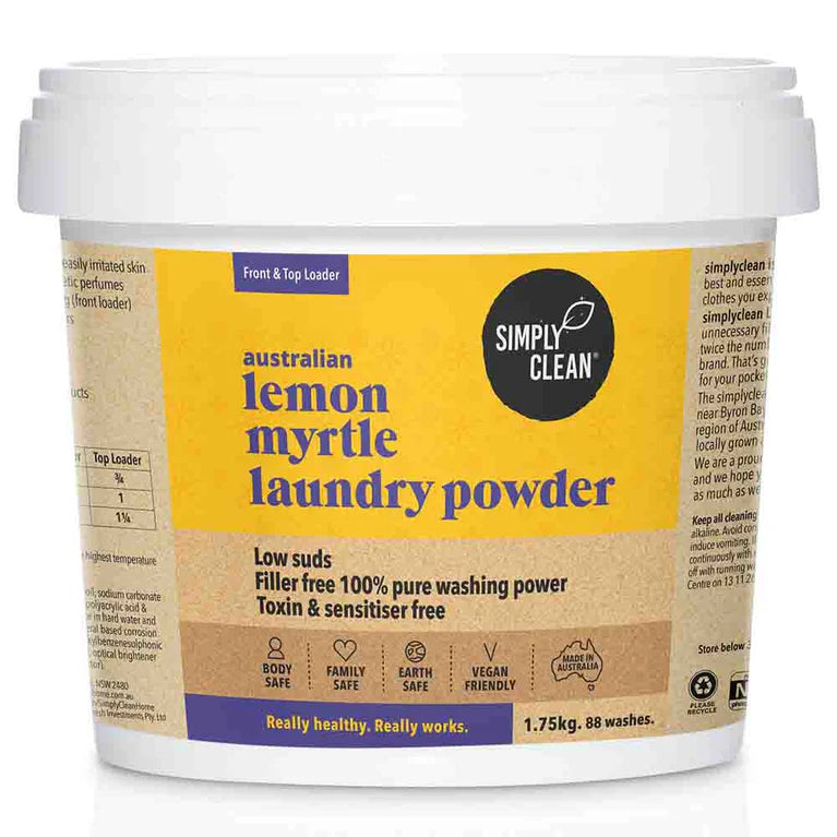 SimplyClean Lemon Myrtle Laundry POWDER - 1kg, 1.75kg, 4kg or 15kg